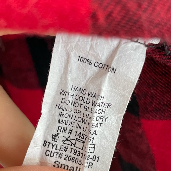 Fantastic Fawn 100% Cotton Flannel Black & Red Button Down Shirt Ruffle Blouse - Picture 8 of 8